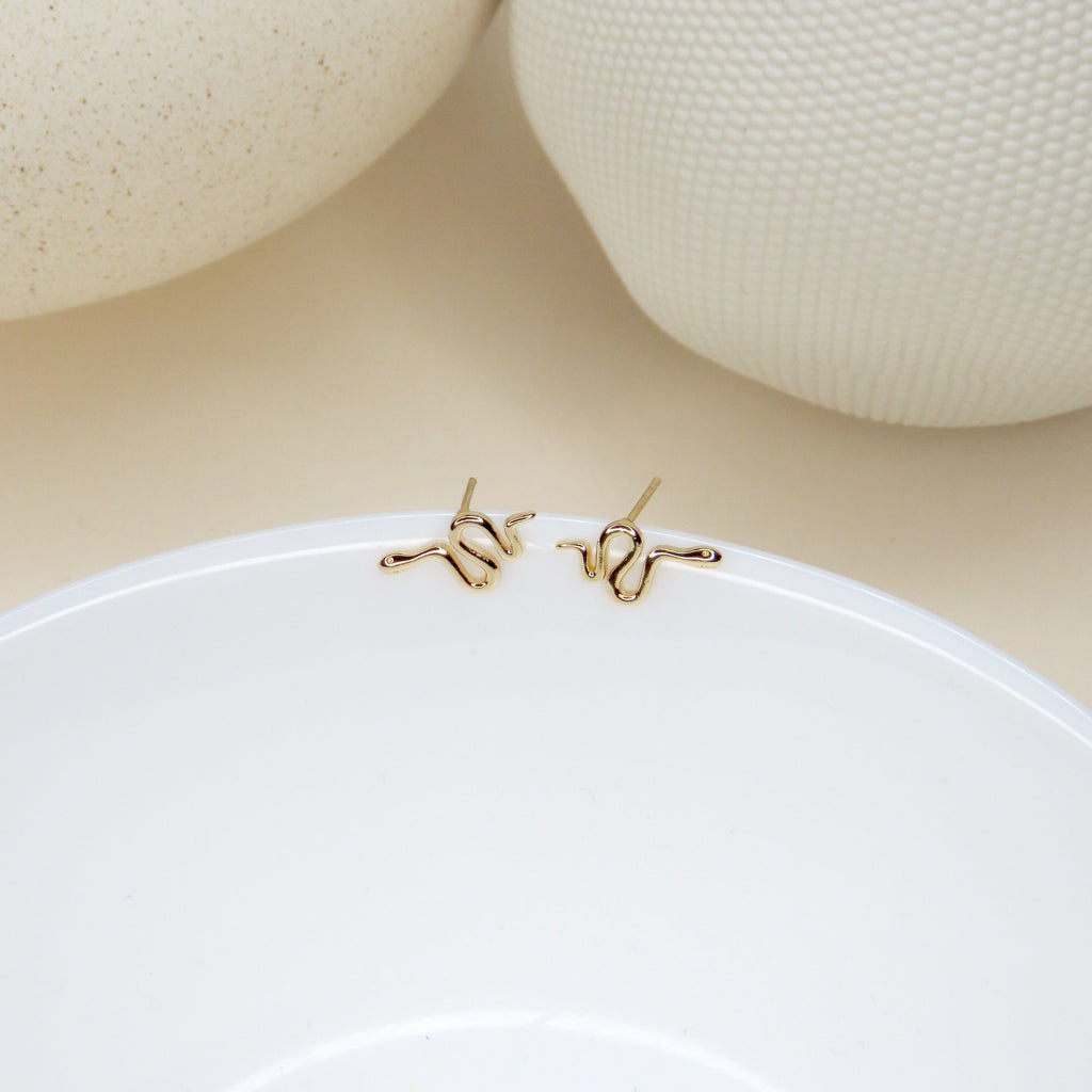 Goldene Schlangen Ohrstecker Ohrringe niemalsmehrohne 