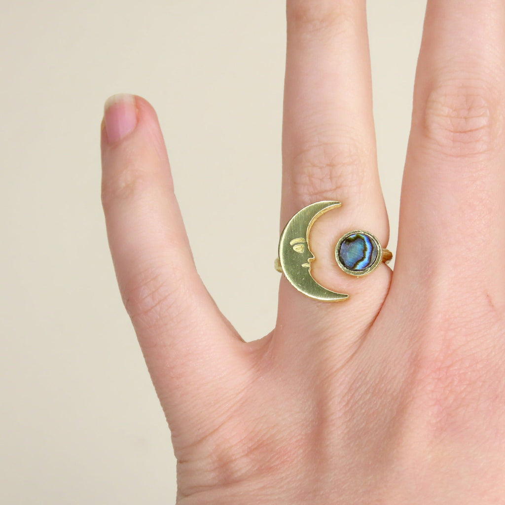 Halbmond Messing Ring mit Abalone Ringe niemalsmehrohne 