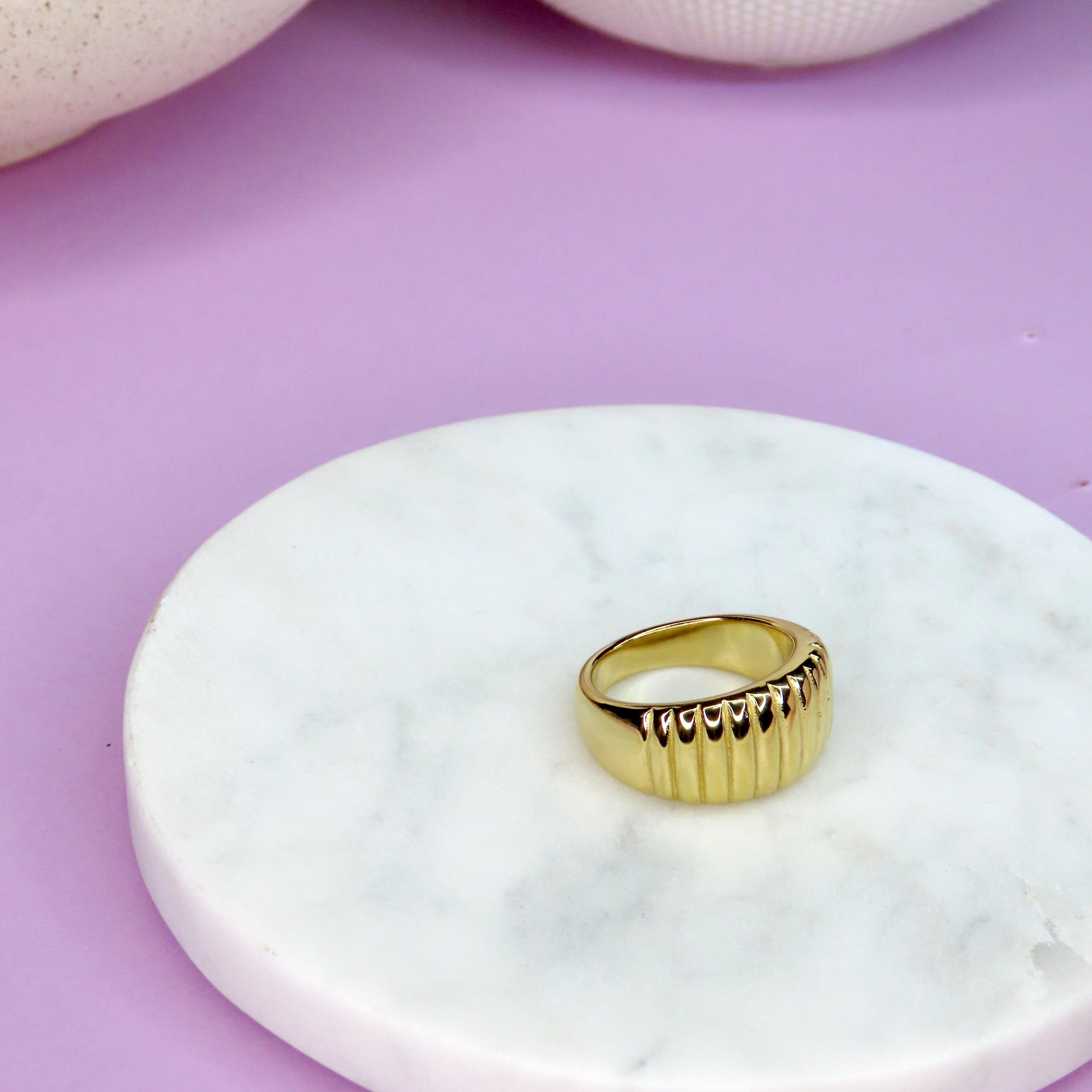 Horn 18k vergoldeter Edelstahl Ring Ringe niemalsmehrohne 