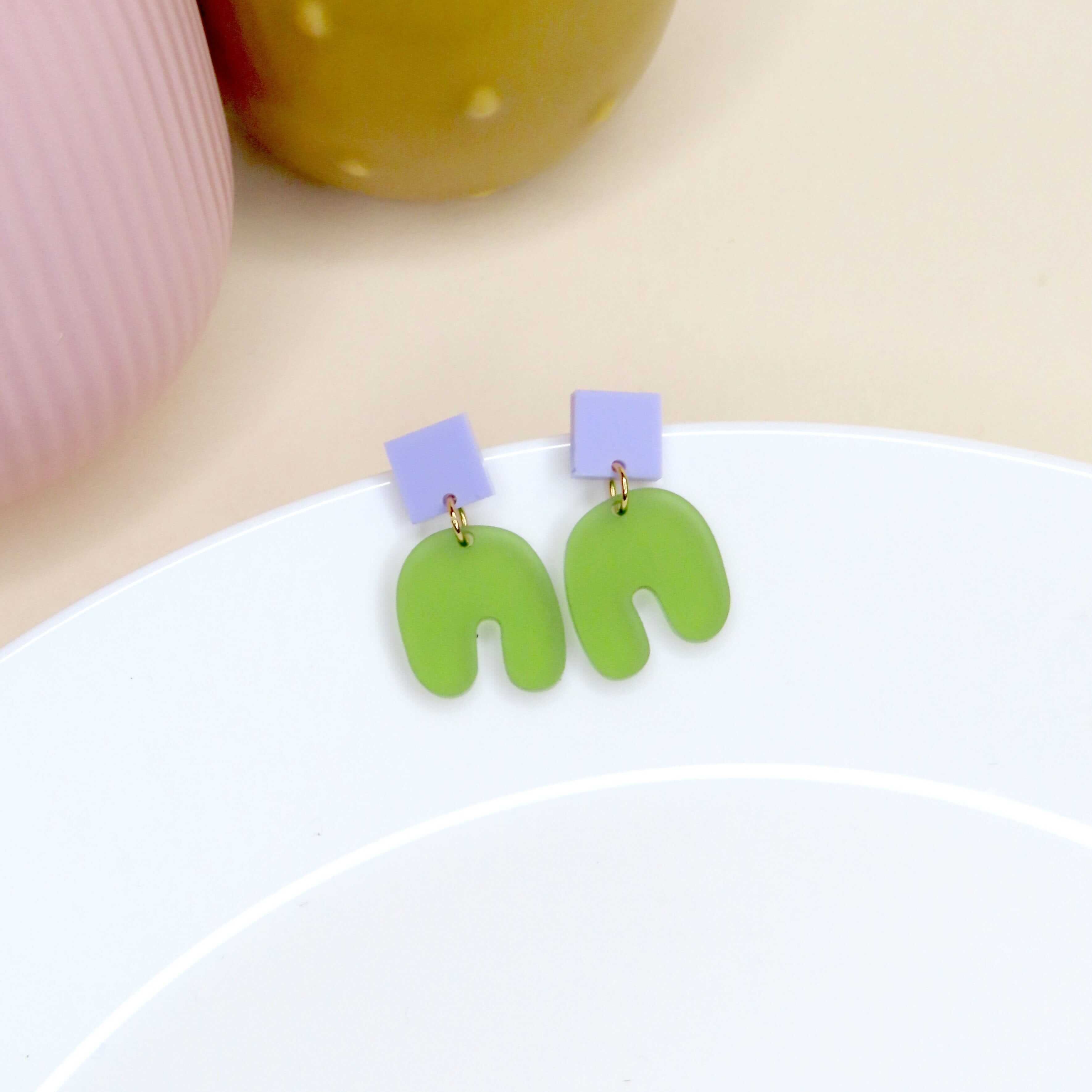 Squishy Square Arch Bogen Ohrringe Ohrringe niemalsmehrohne ohne Schmuckschachtel 