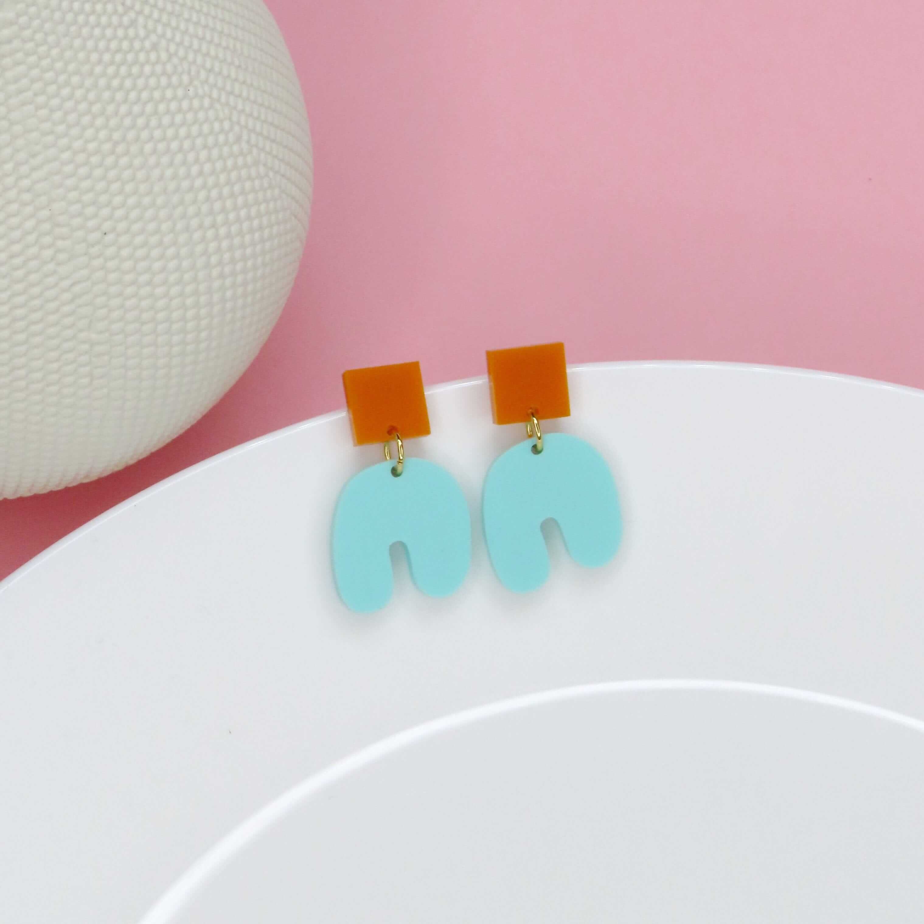 Türkis Squishy Square Arch Bogen Ohrringe Ohrringe niemalsmehrohne 